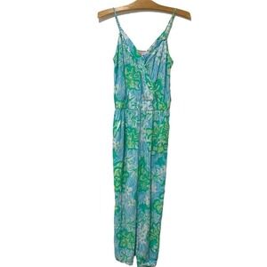 Lilly Pulitzer | Jumpsuit Melba Green Lagoon Sleeveless Vacation Summer- Small